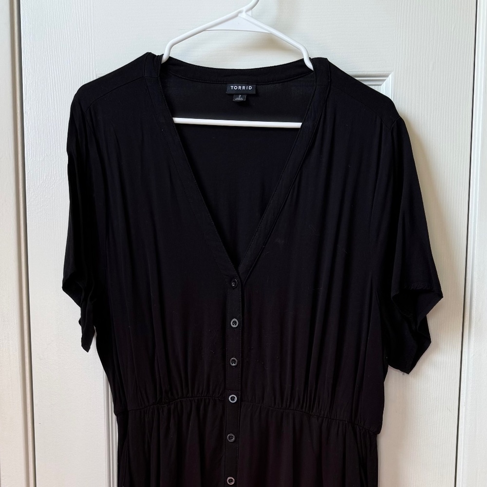 Black Hi/Lo Button Dress